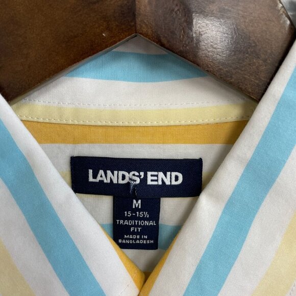 NWOT LANDS' END Men's Lands' End Traditional Fit Striped Short sleeve Button dow - Picture 5 of 7